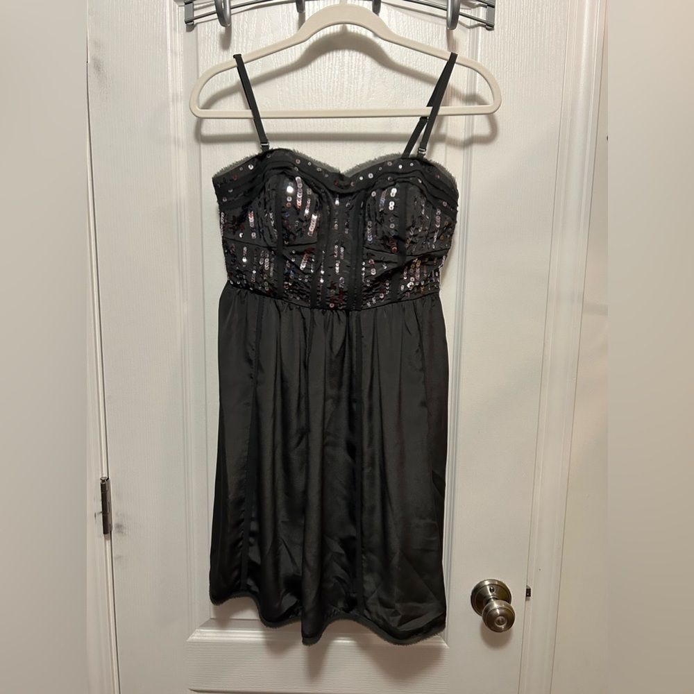 American Eagle Sequin Sweetheart Top Mini Dress‎ sz 8 skater slip dress EUC